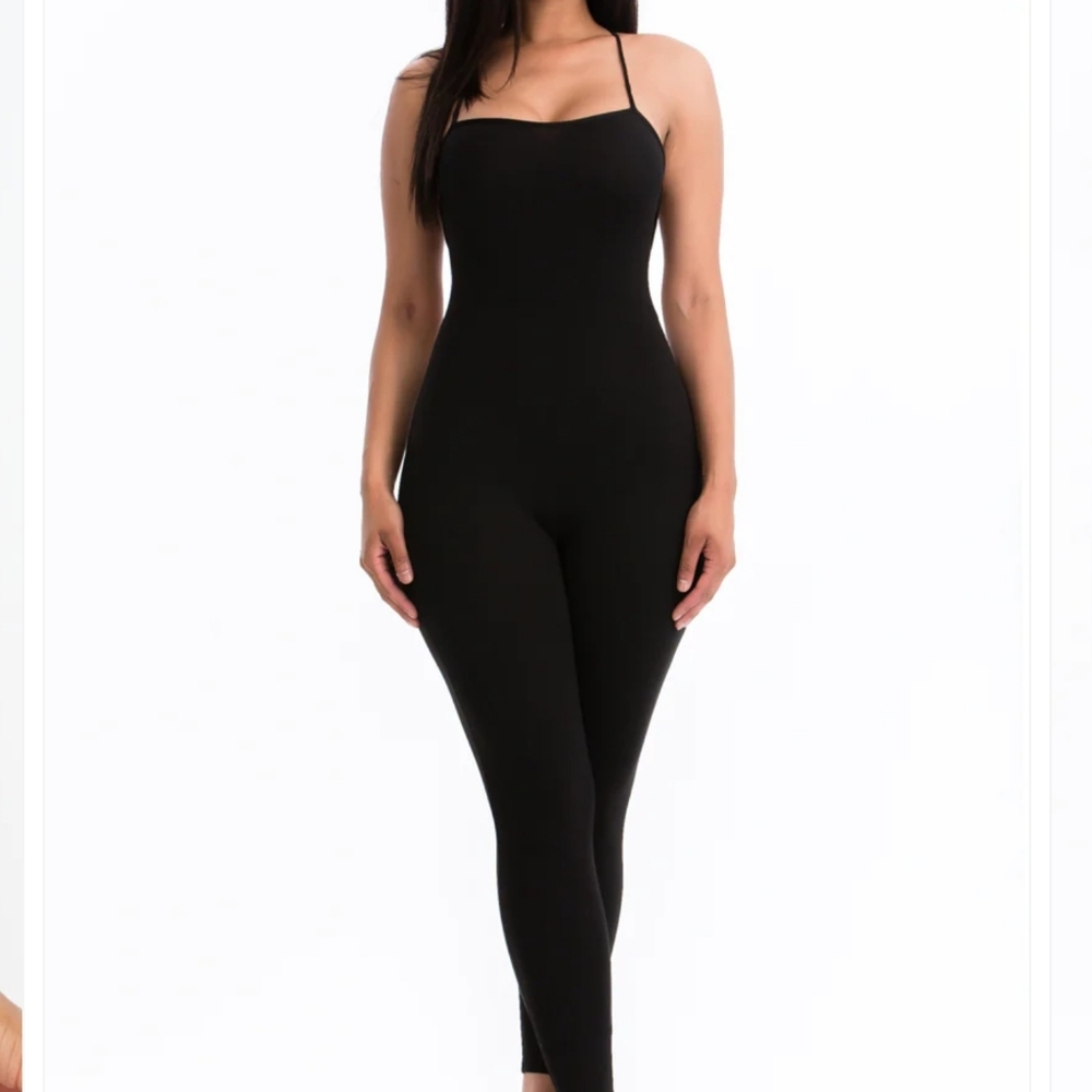 Lace Up Back Black Jumpsuit Women's Sz. L
